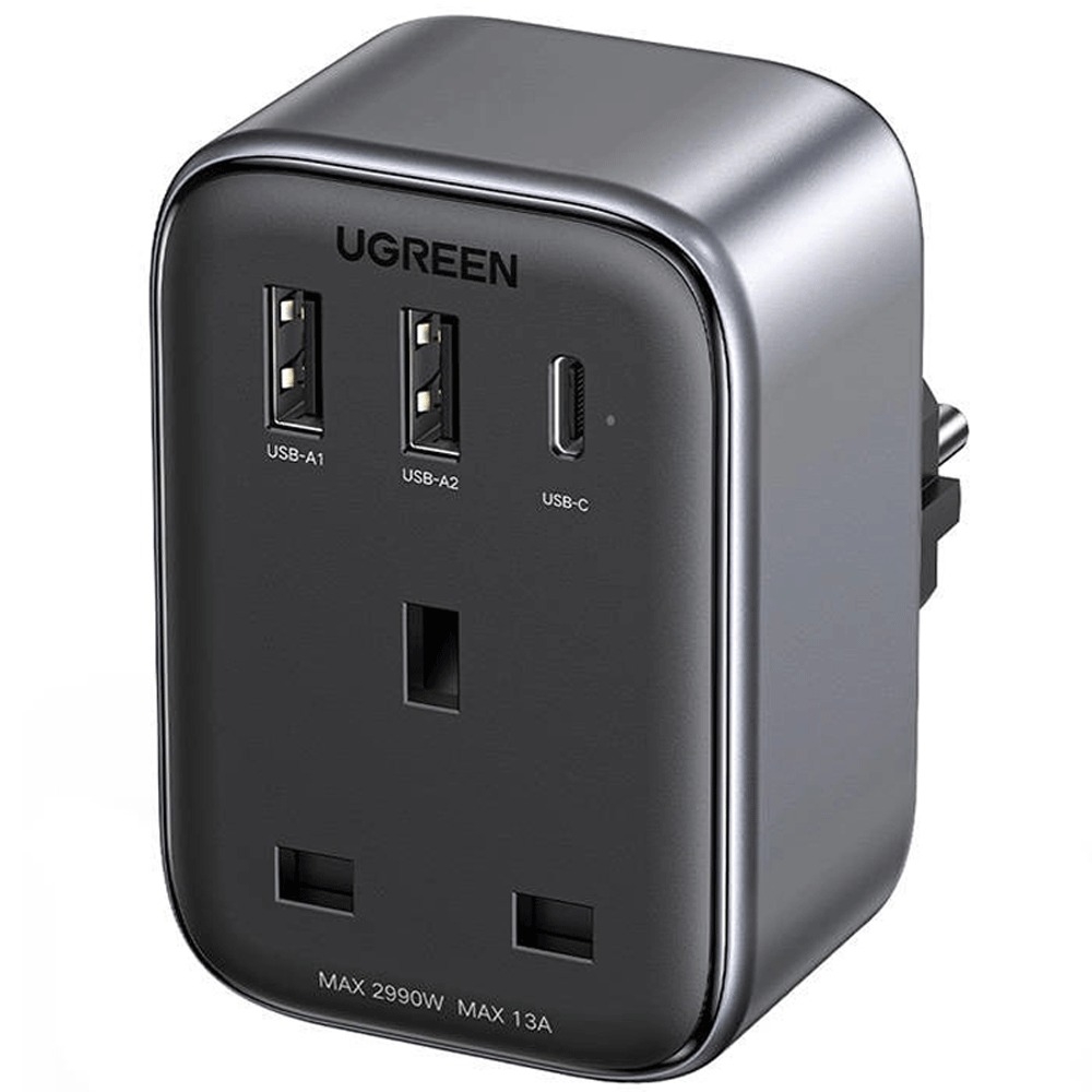  چندراهی برق و شارژر دیواری یک سوکت، یک تایپ‌سی و دو یو‌اس‌بی 30 وات یوگرین CD314 15290 