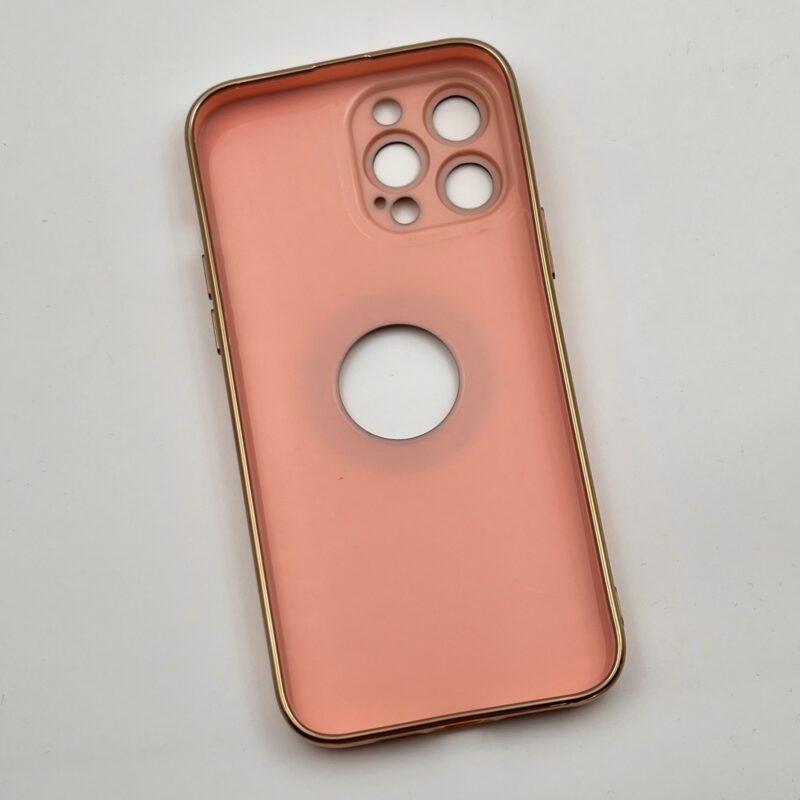  اب گوشی iPhone 13 Pro Max آیفون ژله ای My Case دور طلایی MagSafe محافظ لنز دار صورتی 