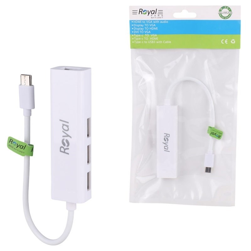  هاب و کارت شبکه ROYAL RC-4030 USB 