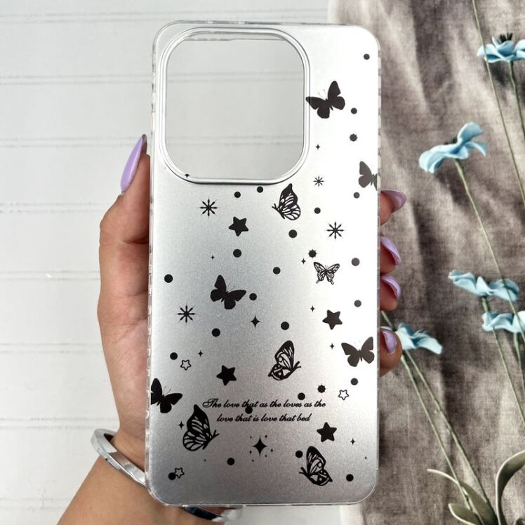 قاب گوشی Redmi Note 14 4G شیائومی Midnight Case ایربگ دار Silver ضد ضربه طرح فانتزی Floral Dream
