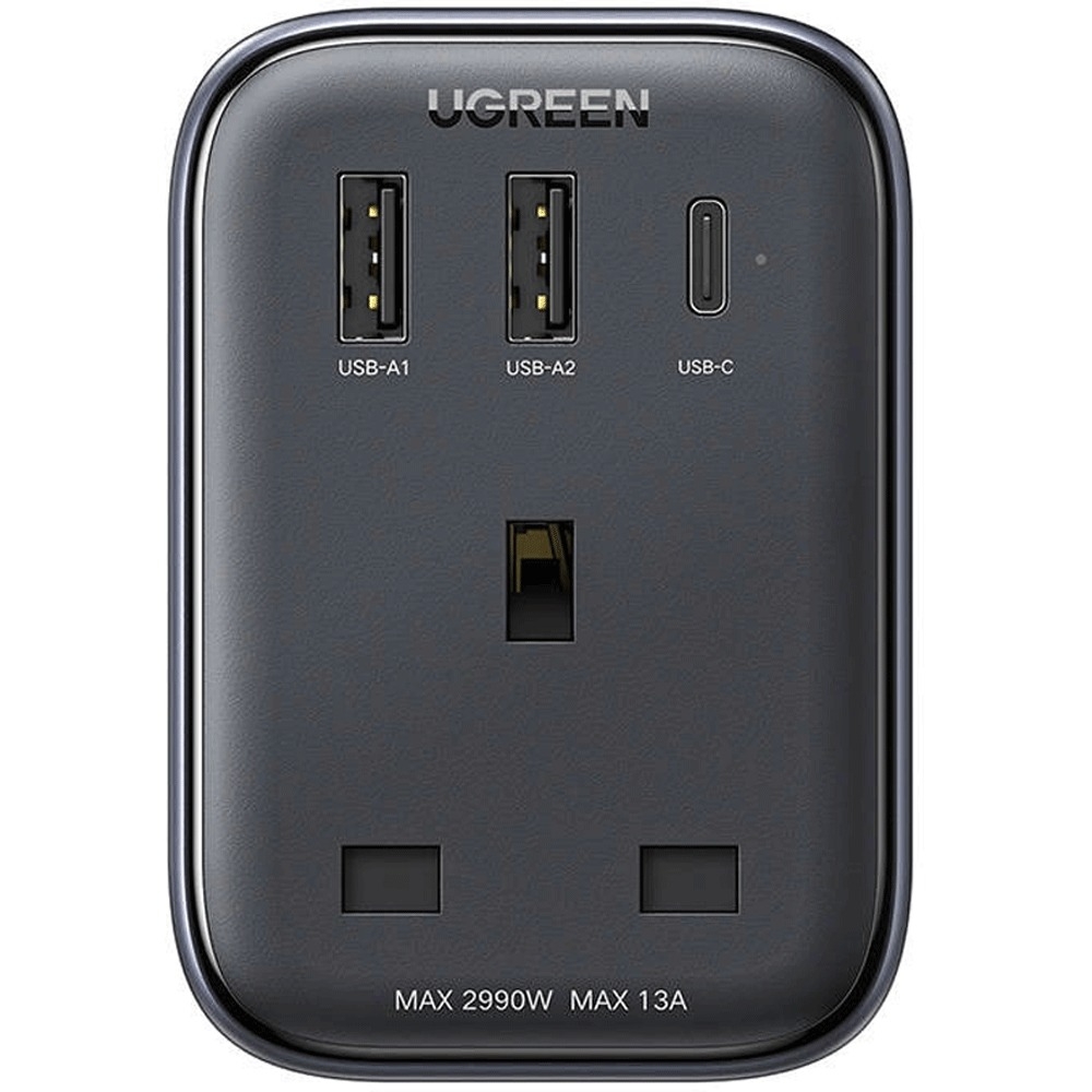  چندراهی برق و شارژر دیواری یک سوکت، یک تایپ‌سی و دو یو‌اس‌بی 30 وات یوگرین CD314 15290 