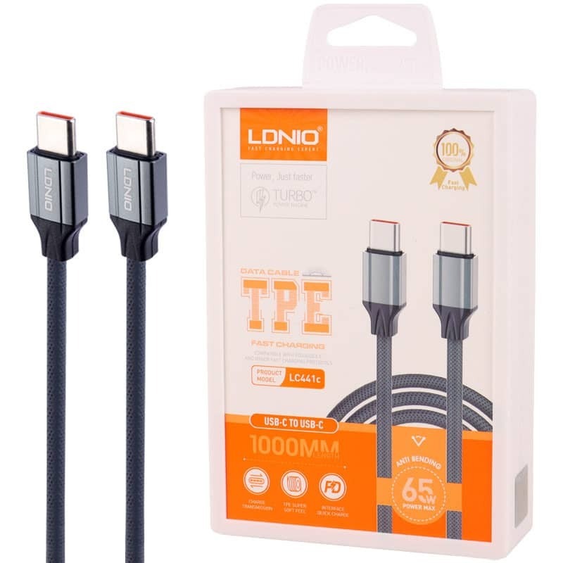  کابل شارژ توربو دو سر تایپ سی LDNIO LC-441C 65W 
