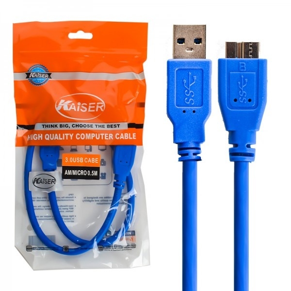  کابل AM/Micro هارد اکسترنال USB3.0 کایزر (KAISER) طول 0.5 متر 