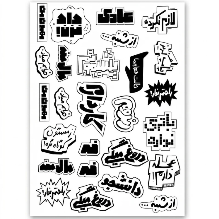 استیکر لپ تاپ طرح نوشته و جملات کوتاه مجموعه 26 عددی