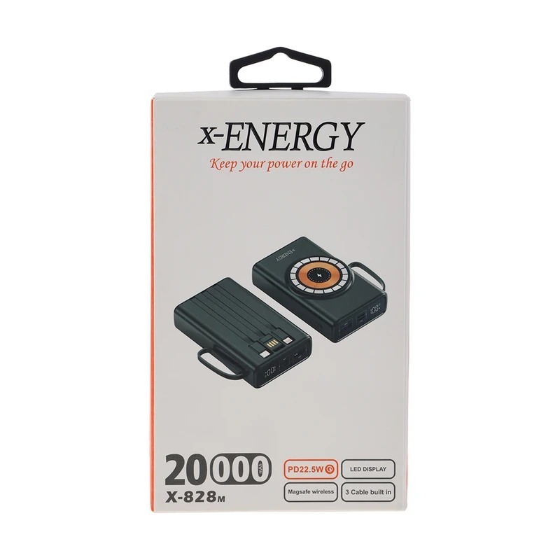  پاور بانک بی سیم فست شارژ ایکس انرژی مدل X-828M PD 22.5W ظرفیت 20000 میلی آمپر 
