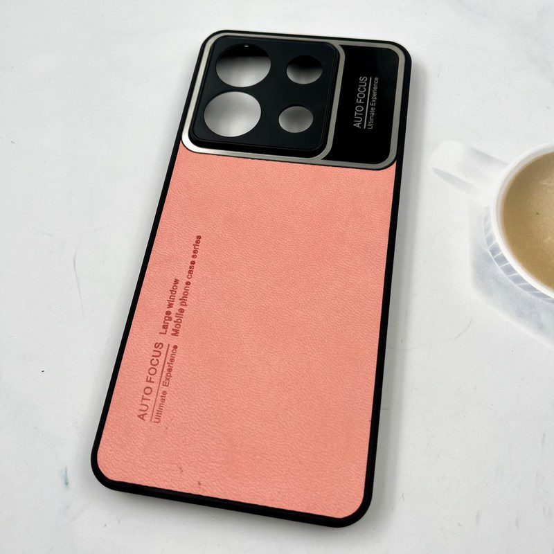  قاب گوشی Redmi Note 13 Pro 5G / Poco X6 شیائومی Auto Focus پشت چرم دور سیلیکونی محافظ لنز دار 