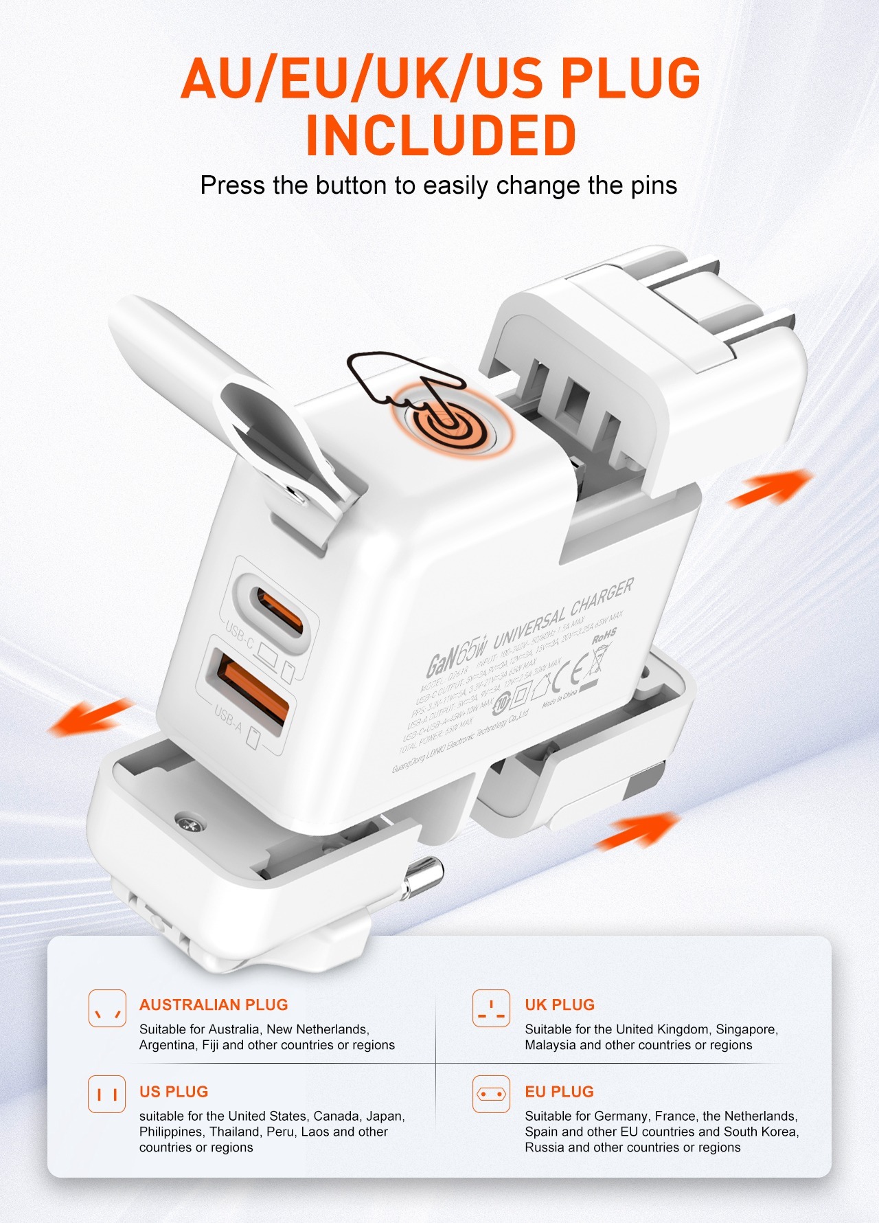  شارژر دیواری الدینیو Ldnio GaN Super Fast Charger Q2618 توان 65 وات 