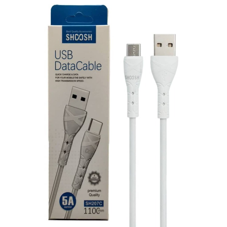 کابل فست شارژ تایپ سی SHOOSH SH207C 5A 110CM