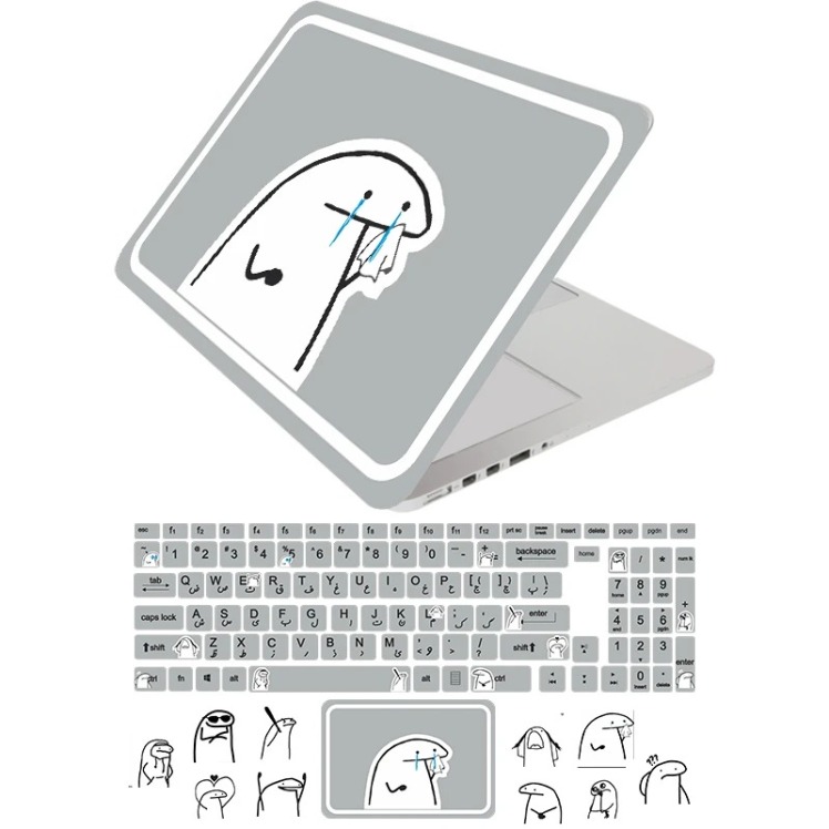 استیکر لپ تاپ راتیانا مدل florak 02 مناسب برای لپ تاپ 15 تا 17 اینچ به همراه برچسب حروف فارسی کیبورد