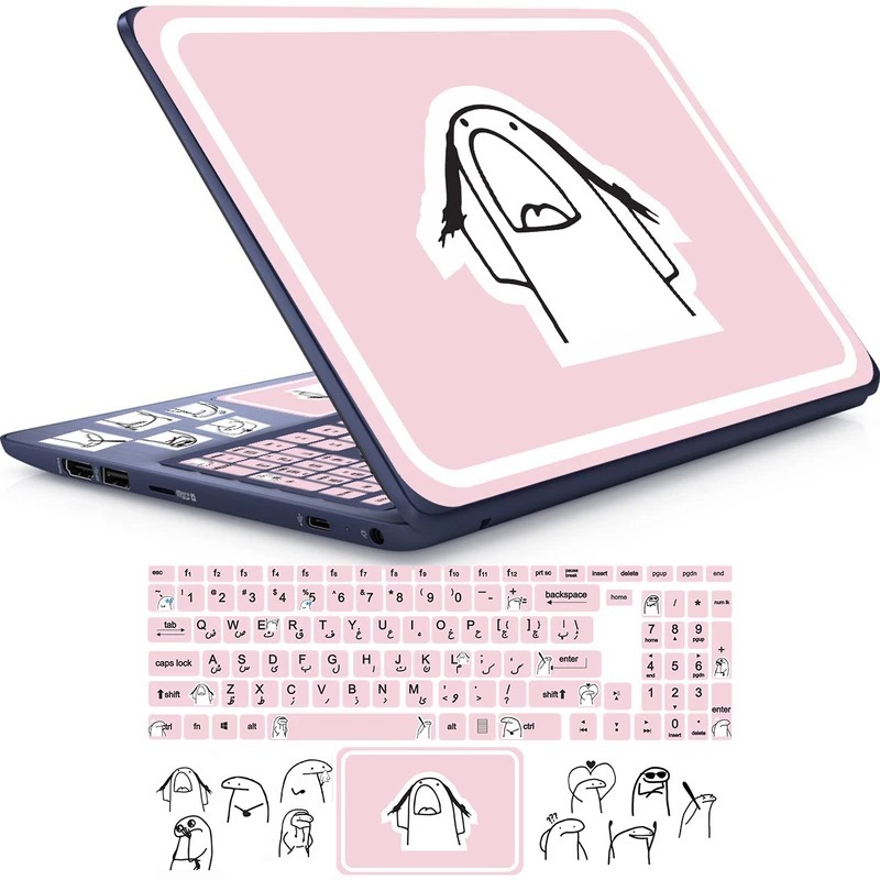  استیکر لپ تاپ راتیانا مدل فلورک 03 مناسب برای لپ تاپ 15 تا 17 اینچ به همراه برچسب حروف فارسی کیبورد 