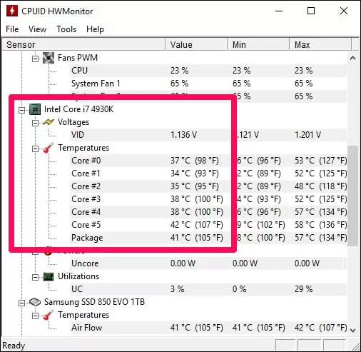 HWMonitor یا Core Temp