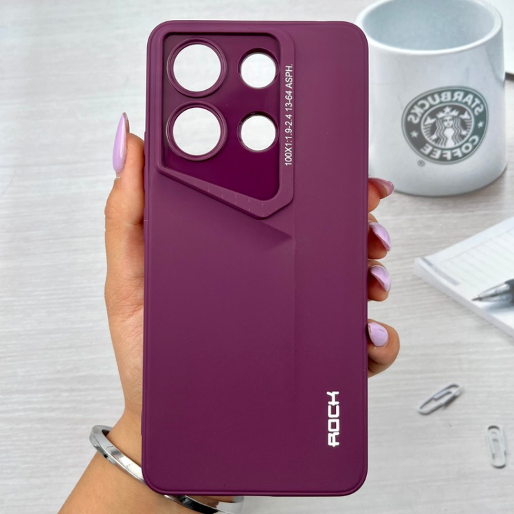 اب گوشی Redmi Note 13 4G شیائومی سیلیکونی Sport Design برجسته Rock محافظ لنز دار بنفش