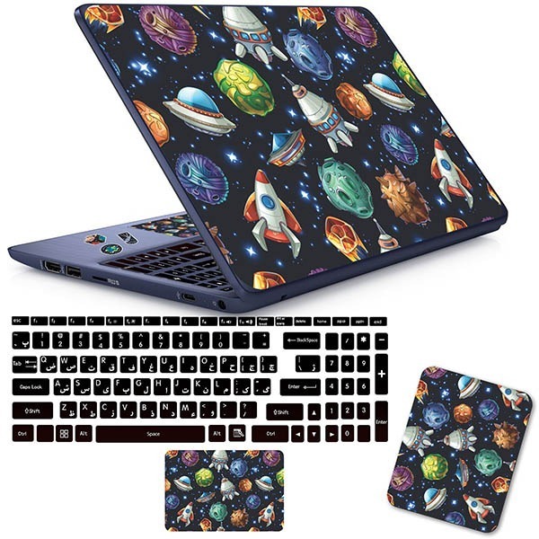 استیکر لپ تاپ مدل space 13 برای لپ تاپ 15 تا 17 اینچ با برچسب حروف فارسی کیبورد