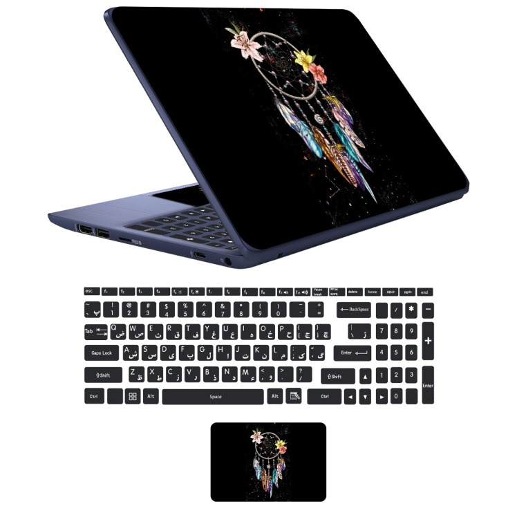 استیکر لپ تاپ مدل bl-ck 10 مناسب برای لپ تاپ17 اینچ به همراه برچسب حروف فارسی کیبورد