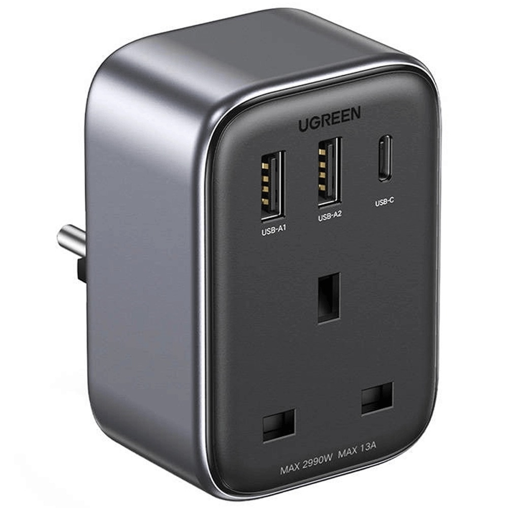  چندراهی برق و شارژر دیواری یک سوکت، یک تایپ‌سی و دو یو‌اس‌بی 30 وات یوگرین CD314 15290 