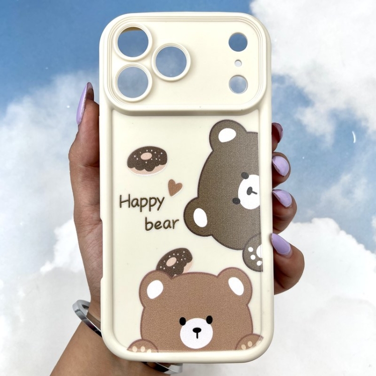 قاب گوشی iPhone 17 Pro Max آیفون Shockproof case سیلیکونی ضد ضربه پینترستی Solid طرح خرس محافظ لنز دار