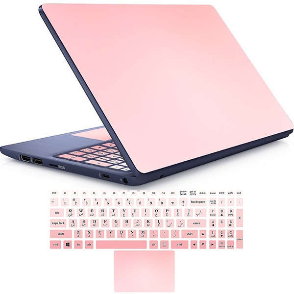 استیکر لپ تاپ مدل pink برای لپ تاپ 15 تا 17 اینچ با برچسب حروف فارسی کیبورد