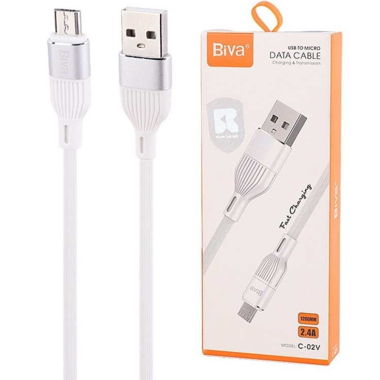 کابل میکرو یو اس بی فست شارژ 2.4 آمپر بیوا C-02V طول 1.2 متر