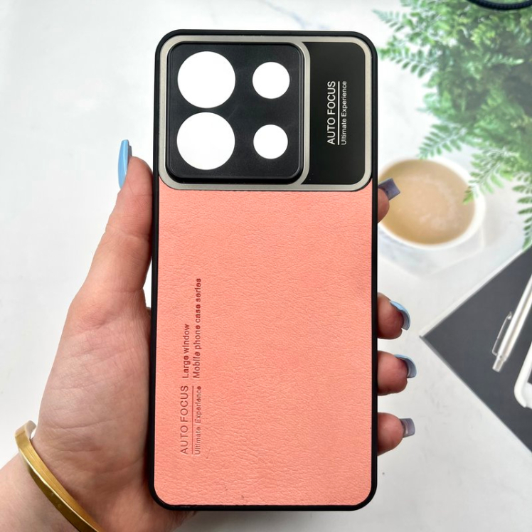 قاب گوشی Redmi Note 13 Pro 5G / Poco X6 شیائومی Auto Focus پشت چرم دور سیلیکونی محافظ لنز دار 