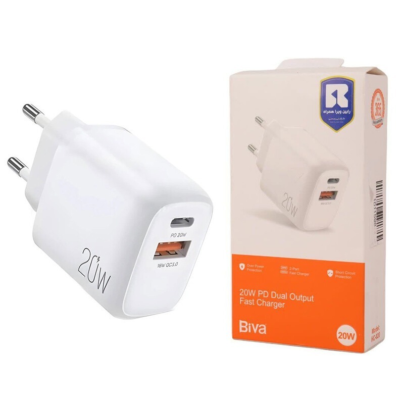  شارژر دیواری بیوا Biva HC-20 Dual Output Fast Charger توان 20 وات 