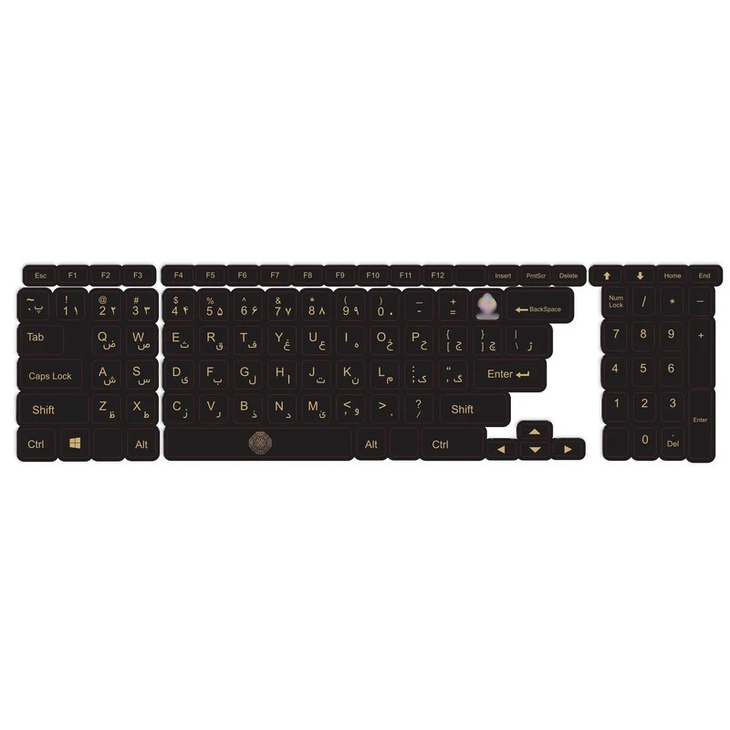  برچسب کیبورد حروف فارسی طرح مشکی 