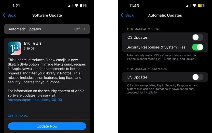 غیرفعال کردن آپدیت خودکار iOS