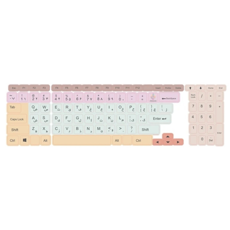 برچسب کیبورد حروف فارسی مدل رنگارنگ