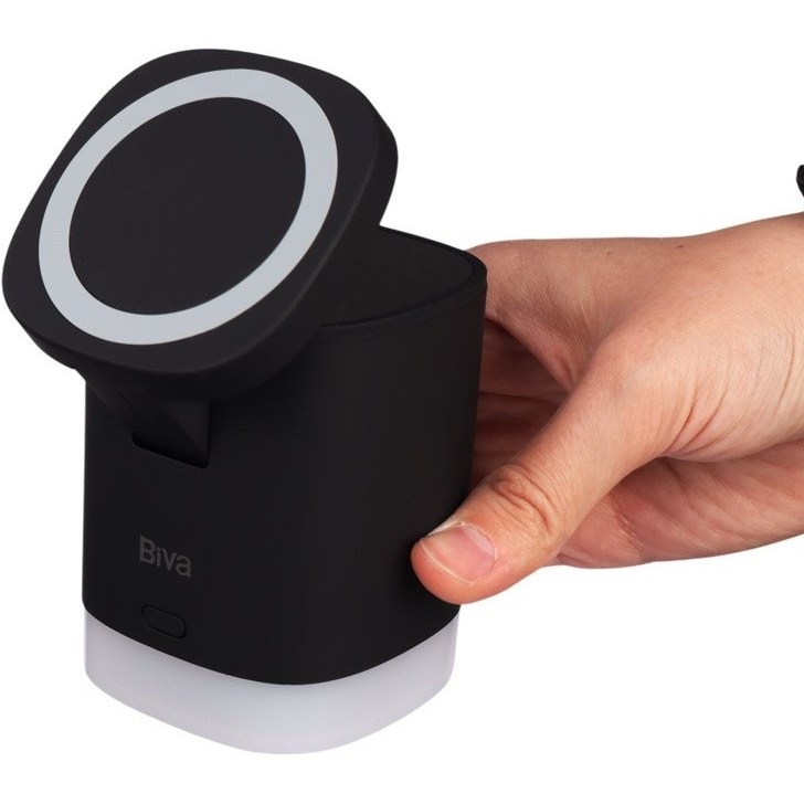  استند و شارژر وایرلس چندکاره مگنتی بیوا Biva WLC-12 3in1 Fast wireless Charger با امکان شارژ اپل واچ 
