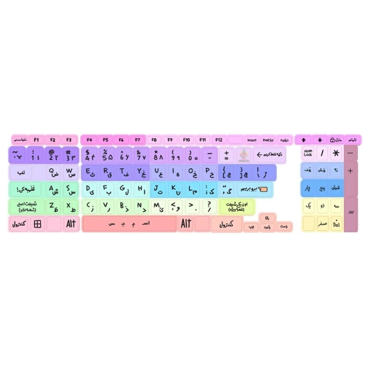 برچسب حروف فارسی کیبورد طرح دکمه غلط کردم مدل رنگارنگ 3
