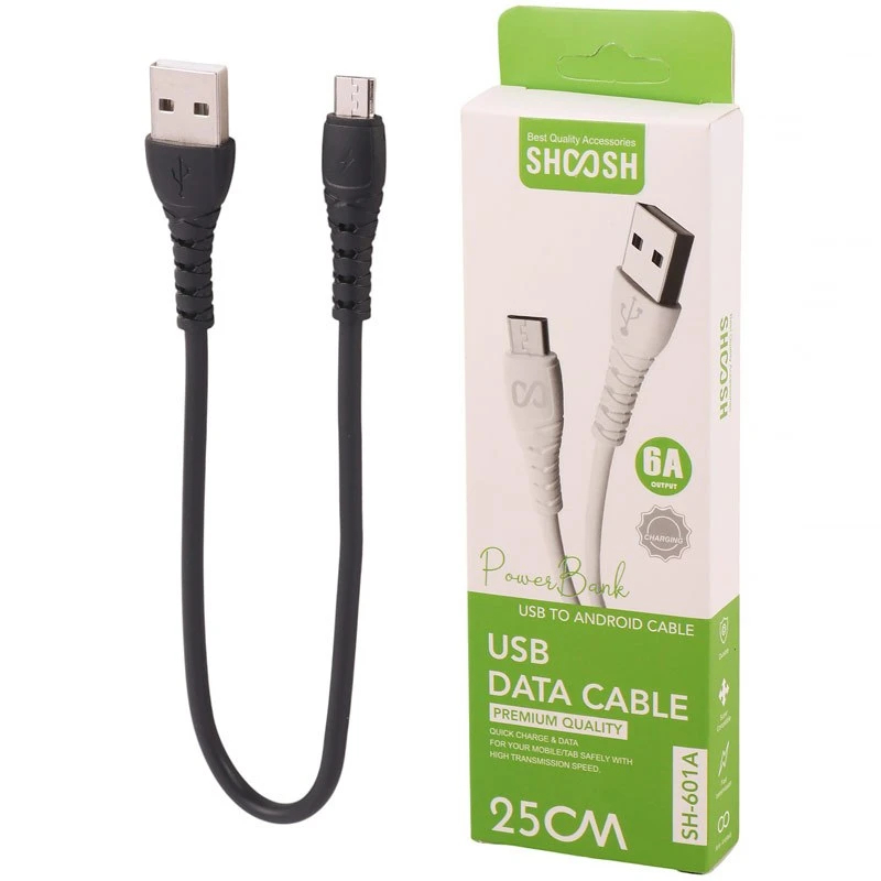  کابل پاوربانکی میکرو USB شوش SHOOSH SH601A 6A 25CM 