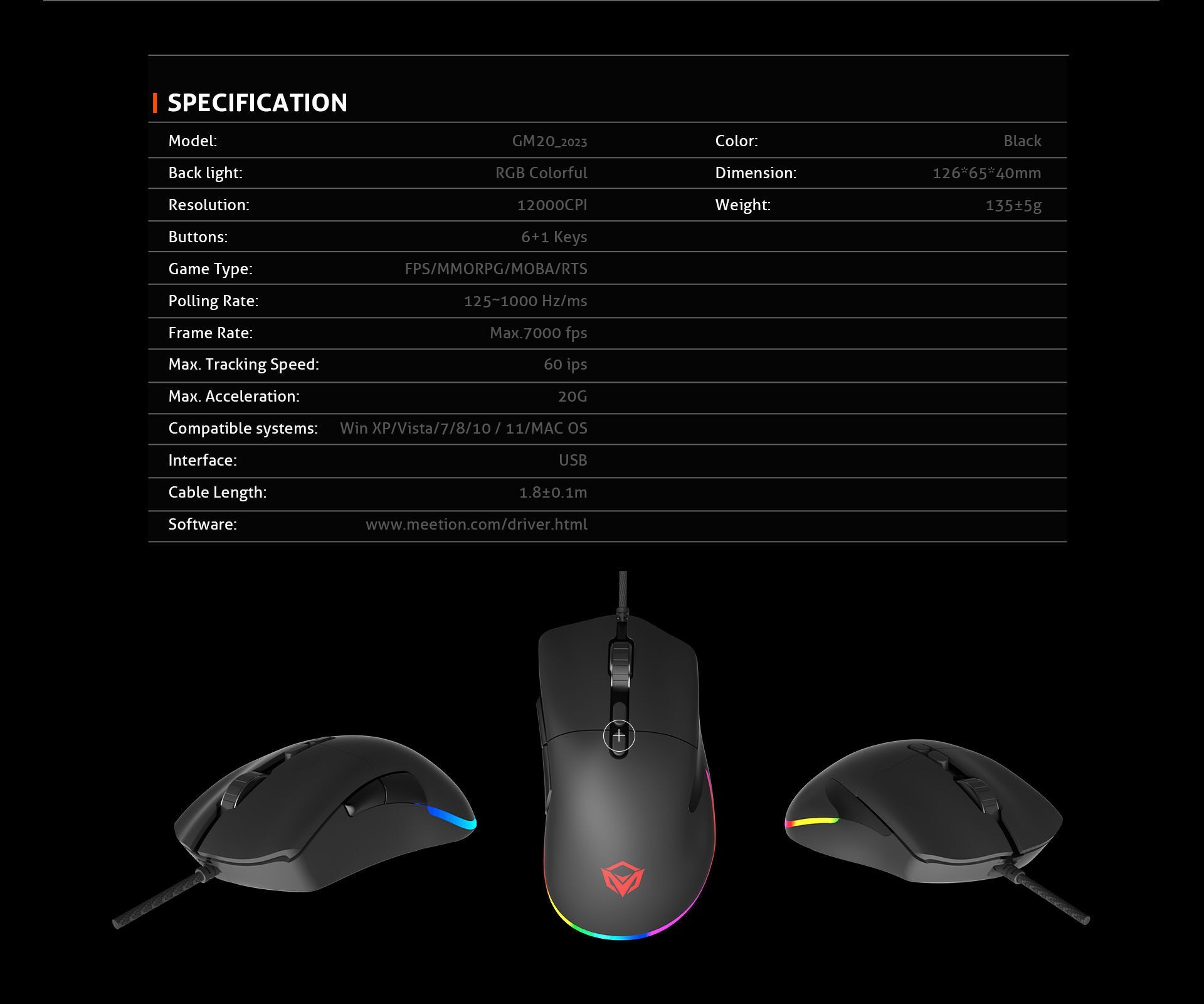  موس سیمی گیمینگ میشن Meetion MT-GM20 
