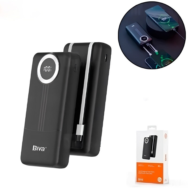  پاوربانک 20000 بیوا Biva BP-040 توان 22.5 وات با کابل متصل 