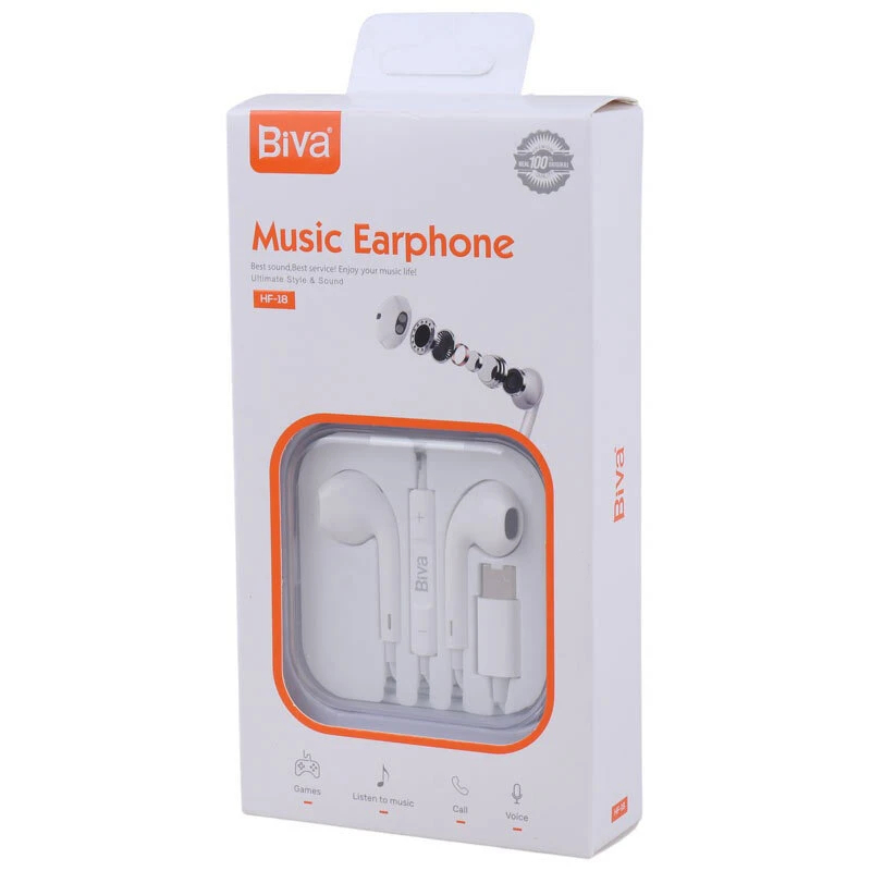  هندزفری Type-C بیوا Biva HF-18 با کنترل موسیقی و تماس 
